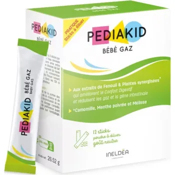 Lék při potížích s trávením Pediakid Bébé Gaz – přírodní sáčky pro dobré trávení pro miminka s obsahem fenyklu, lípy, meduňky a heřmánku, 12 ks>