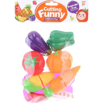 Dětská kuchyňka _Ostatní 1_ Kuchyňská sada krájecí zelenina na suchý zip set s nožíkem a prkýnkem plast