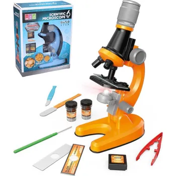 Mikroskop _Ostatní 1_ Mikroskop dětský 23cm 100x/400x/1200x na baterie Světlo 2 barvy