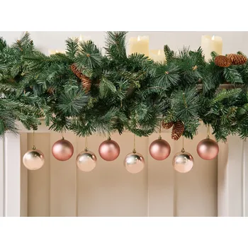 Vánoční ozdoba Sada 36 vánočních ozdob růžová plastová vánoční stromek moderní Beliani