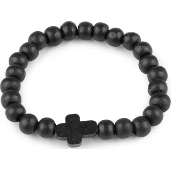 Náramek Náramek dřevěný unisex křížek Varianta: 2 černá, Balení: 1 ks