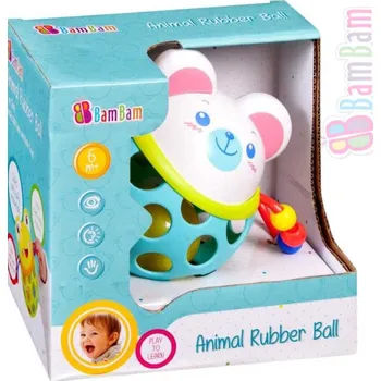 Hračka pro kojence Bam Bam BAM BAM Baby Koule gumová myška s chrastítkem pro miminko