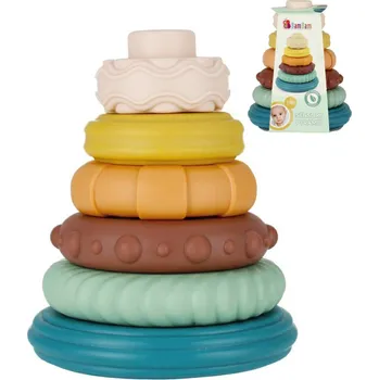 Hračka pro nejmenší Bam Bam BAM BAM Baby vzdělávací pyramida senzorická věžička stavebnice pro miminko