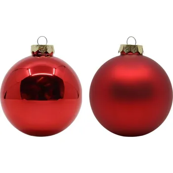 Vánoční dekorace Sada vánočních baněk Merry Red, červená, sklo, 6 ks 12002P106