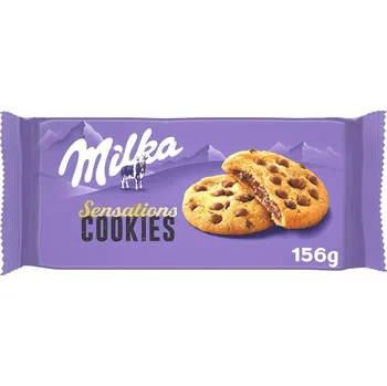 Milka sušenky Cookie Sensations s náplní a kousky čokolády