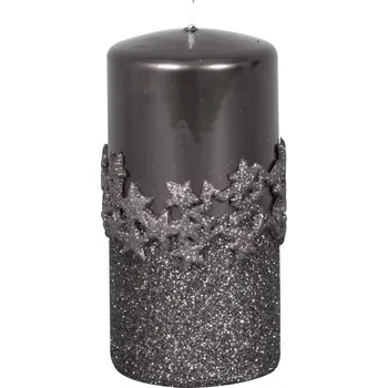 Svíčka Vánoční svíčka Ice Star, ø 7 × 14 cm, černá 96220ČG