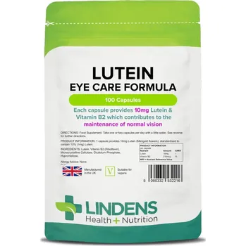 Speciální výživa LINDENS Health + Nutrition Lutein 10 mg (extrakt z Měsíčku lékařského), 100 kapslí>