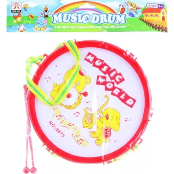 Hudební nástroj pro děti _Ostatní 1_ Bubínek dětský 19cm se zvířátky set se 2 paličkami *HUDEBNÍ NÁSTROJE*