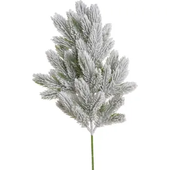 umělá květina Přízdoba Větvička 48cm smrková, zasněžená