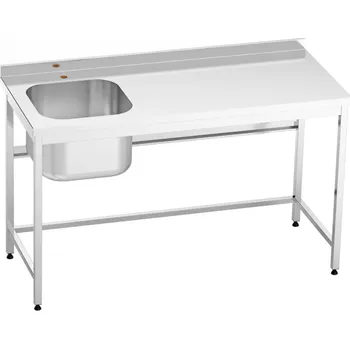 Nerezový dřez Nerezový stůl s lisovaným dřezem vlevo 180×60×85 cm (dřez 50×40×30 cm)