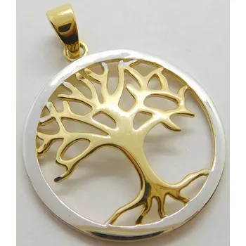 Přívěsek Klenoty Budín Zlatý přívěsek z bílého a žlutého zlata STROM ŽIVOTA 585/1,52gr HK3089 (Klenoty Budín Zlatý přívěsek z bílého a žlutého zlata STROM ŽIVOTA 585/1,52gr HK3089)