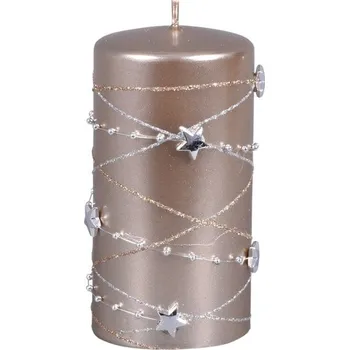 Svíčka Vánoční svíčka Girlanda, ø 7 × 14 cm, champagne 94759BŠ