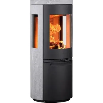 Krbová kamna HETA Scan-line 900 kámen boční prosklení šedý lak a mastek