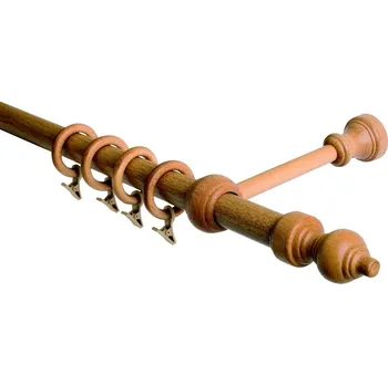 Garnýž Garnýž jednořadá 28mm odstín jasný dub 260 cm (do stěny / kroužky s žabkou)