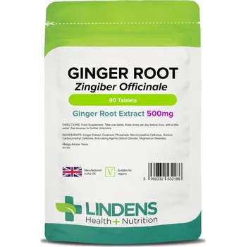 Speciální výživa LINDENS Health + Nutrition Zázvor 500 mg, 90 tablet>