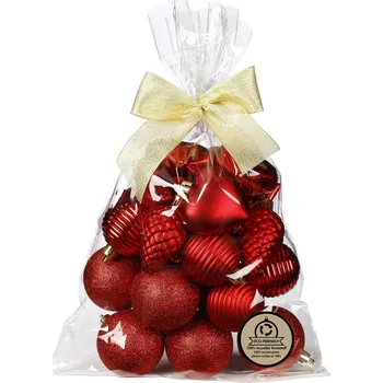 Vánoční dekorace Sada vánočních baněk, červená, plast, 30 ks&nbsp;81227G003