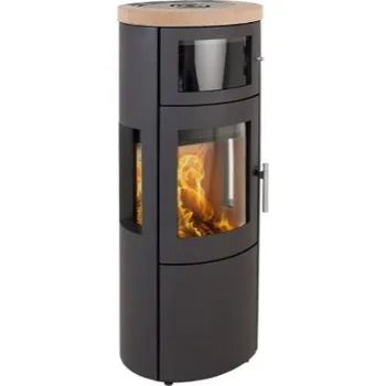 Krbová kamna HETA Scan-line 820B boční prosklení černý lak a horní deska pískovec tobacco