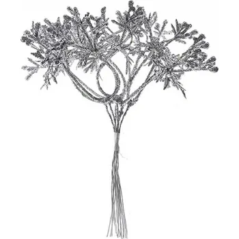 Vánoční dekorace Vánoce Větvička MagicHome stříbrná, 15cm