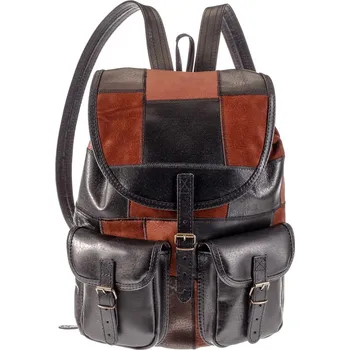 Městský batoh Kožený ručně šitý batoh KUBÁT sešívaný z kousků | 201471