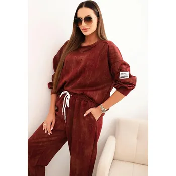 Oversize tepláková souprava s efektem obnošení model 25353-2 vínová
