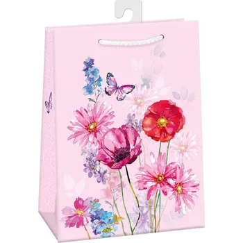Dárková taška _Ostatní 1_ Taška dárková louka růžová 23x32cm papírová