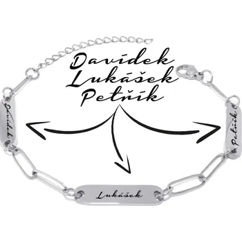 Náramek Šperky4U Personalizovaný ocelový náramek se třemi destičkami - OPA1862