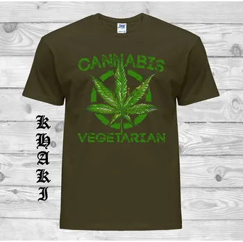 panske-levne-bavlnene-tricko-potisk-konopi-cannabis Barva: Khaki, velikost: XS
