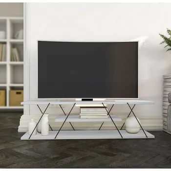 Televizní stolek Televizní stolek industriální GRETNA bílá/černá