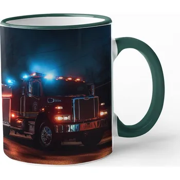 Keramický hrnek pro hasiče 2, Barva Zelená, Velikost 330 ml, Canvas Keramický hrnek s barevným uchem Bezvatriko.cz 3057