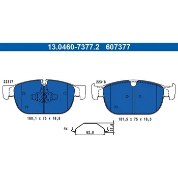 Brzdová destička ATE 13.0460-7377.2 Sada brzdových destiček, kotoučová brzda (13.0460-7377.2)