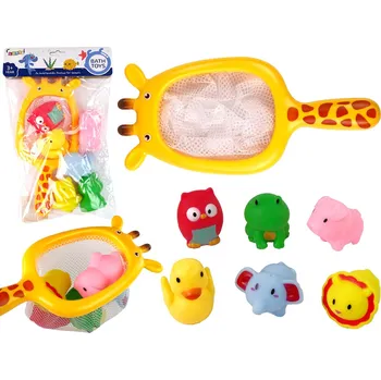 Hračka pro nejmenší Mamido Sada gumových zvířátek do vany se síťkou Žirafa