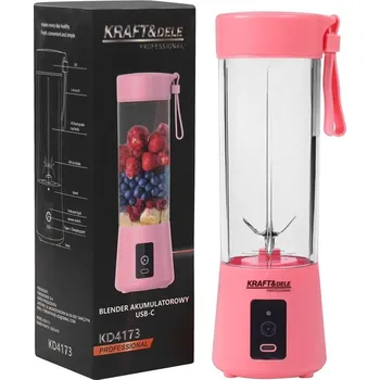 Shaker Šejkr akumulátorový 400 ml růžový, USB-C, 2×3000 mAh, Kraft&Dele KD4173