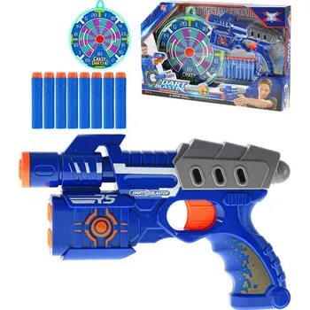 Dětská zbraň _Ostatní 1_ Pistole 24cm set se soft pěnovými náboji a terčem plast v krabici