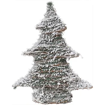 Vánoční dekorace dekorace STROM 40cm, RATAN se sněhem, 30LED, s časovačem