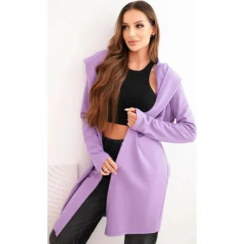 Dámský svetr Bavlněný kardigan s kapucí model 034 barva lila