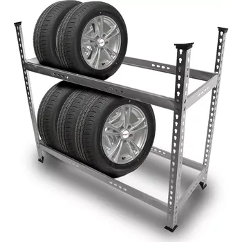 Dílenský regál Kovový regál na pneumatiky pro 8 kol, 150 kg, černý, bez nářadí