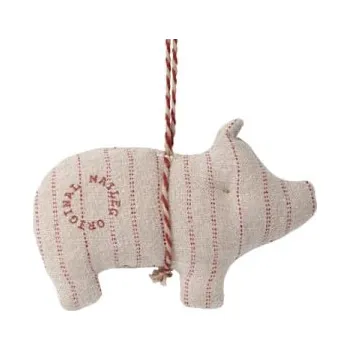plyšák Maileg Lněná ozdoba Prasátko Vzor: S proužky Maileg Pig ornament