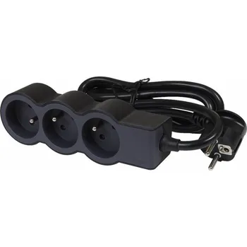 Prodlužovací kabel LEGRAND Revolution prodlužovací přívod 3x2P+T, kabel 3m, černo-šedá