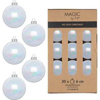 Vánoční dekorace Sada vánočních baněk Dazzling Snow, bílá perleť, sklo, 30 ks&nbsp;14007P630