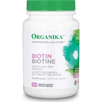Lék na kožní problémy, vlasy a nehty Organika Biotin (vitamín B7) 10 000 mcg, 120 kapslí>