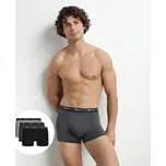 DIM COTTON STRETCH BOXER 3x - Pánské boxerky 3 ks - černá - šedá Velikost: XL