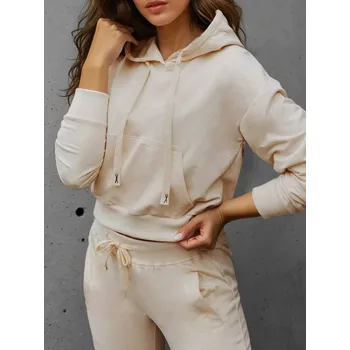 Dámská mikina Krémová dámská mikina s kapucí BY1536 Velikost: XL