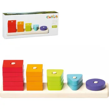Dřevěná hračka Cubika CUBIKA DŘEVO Baby Třídíme tvary VI 16 dílků navlékací skládačka