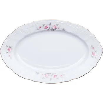 Nádobí Thun 1794 Ovál Bernadotte, 34 cm, růžičky se zlatou linkou, Thun