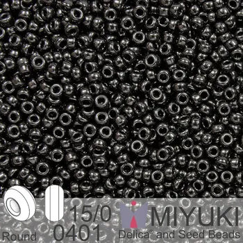 Korálek Korálky Miyuki Round 15/0. Barva 0401 Black. Balení 5g.