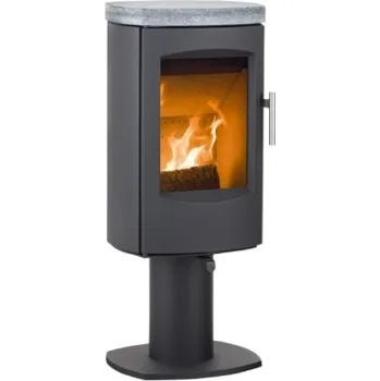 Krbová kamna HETA Scan-line 7D na otočné noze černý lak a horní deska pískovec blackwood