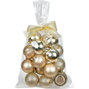 Vánoce Sada vánočních baněk, zlatá, plast, 16 ks&nbsp;81238G045