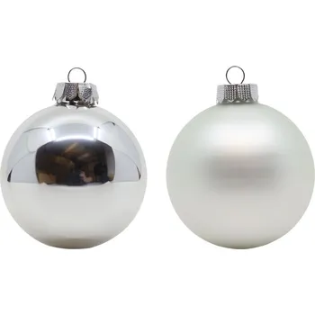 Vánoční dekorace Sada vánočních baněk Frosty Silver, stříbrná, sklo, 36 ks 12000P436