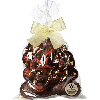 Vánoční dekorace Sada vánočních baněk, hnědá, plast, 30 ks 81227G017