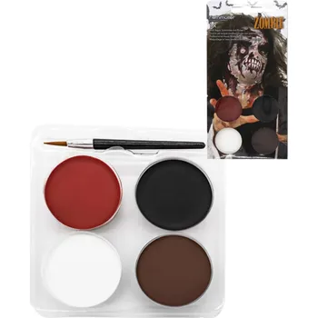 Karnevalový doplněk _Ostatní 1_ KARNEVAL Barvy dětské na obličej 4 barvy + štěteček *KARNEVALOVÝ DOPLNĚK*